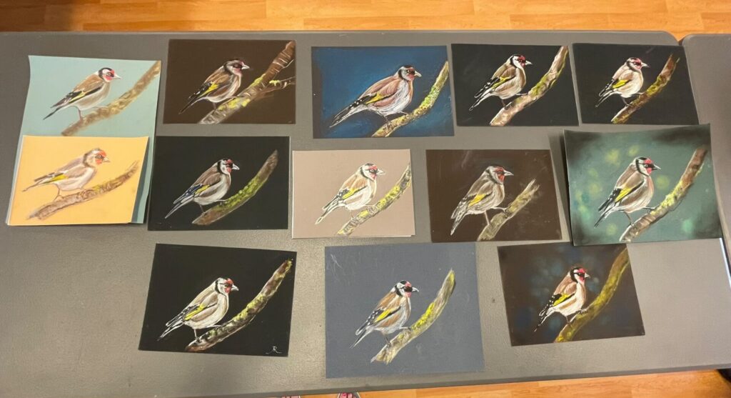 Goldfinches painted by the group