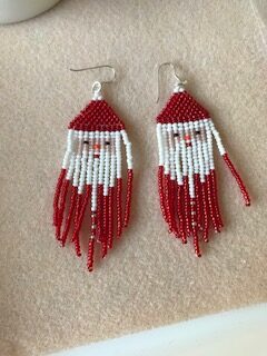 Beaded santa earrings