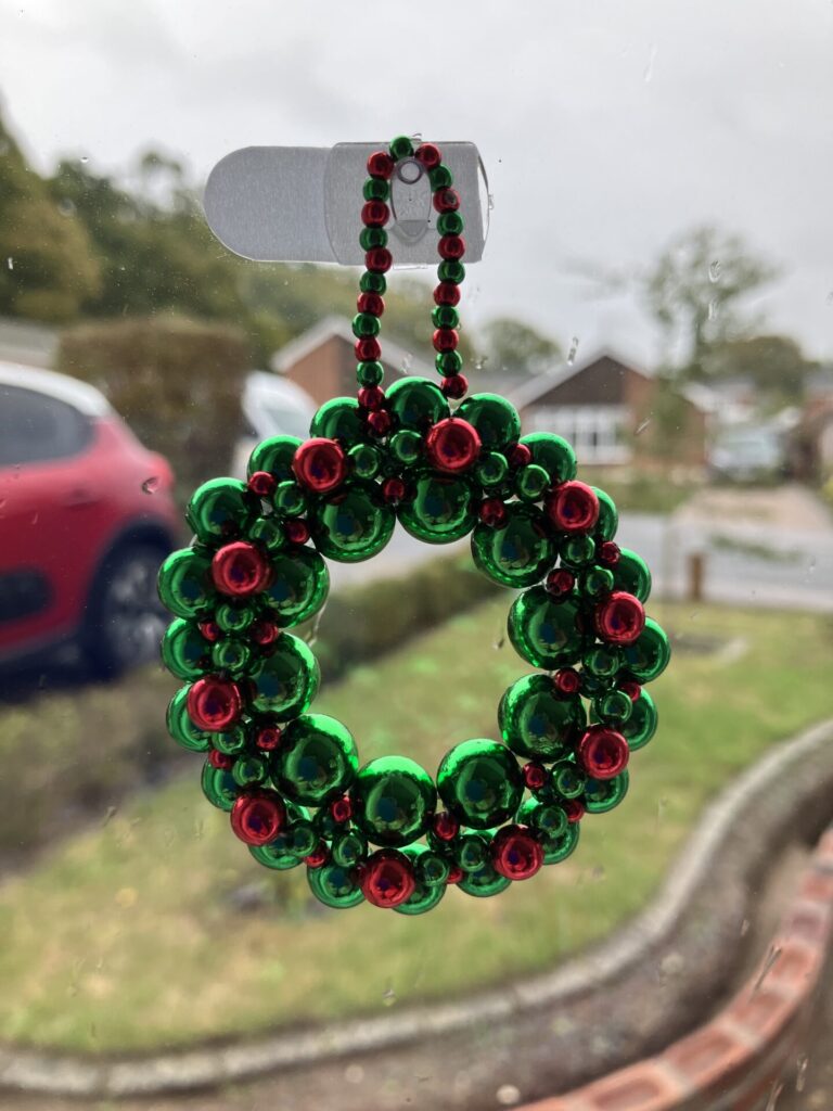 Beaded Christmas wreath decoration