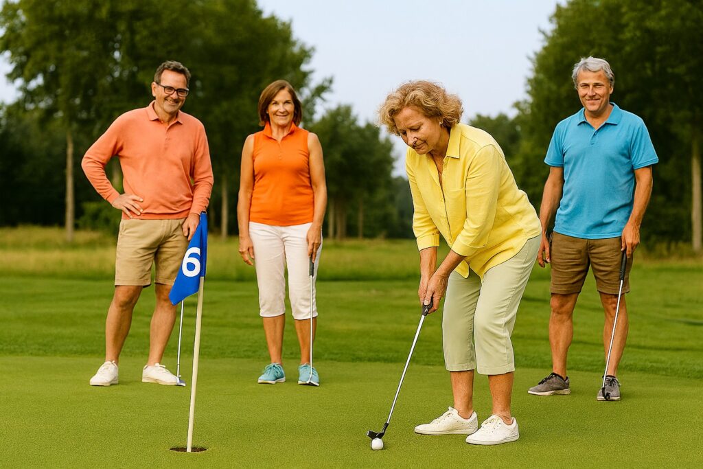 A group of people playing Pitch and Putt