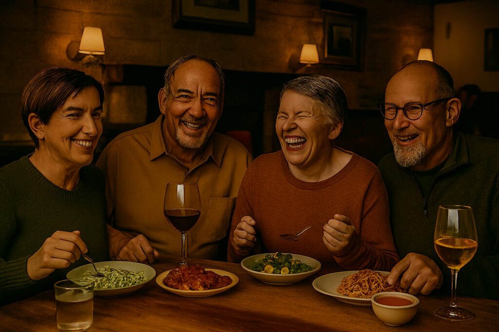 Friends enjoying a meal together