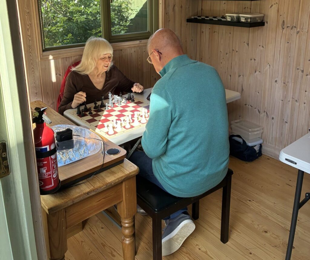 Two people playing chess